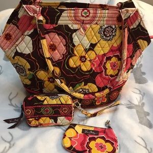 Vera Bradley shoulder bag, zip id, small wristlet